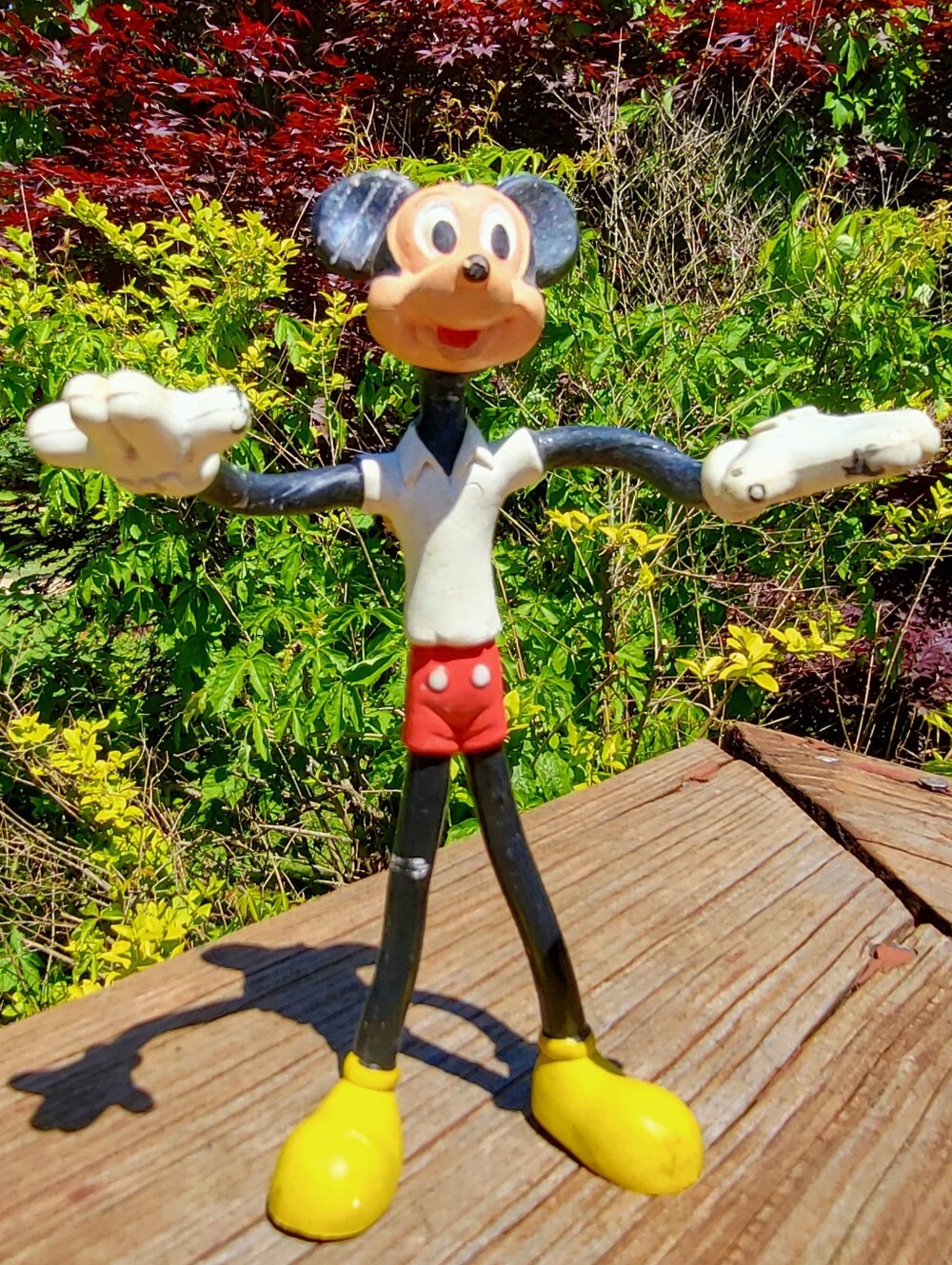 Vintage Mickey Mouse Bendable Figure Lido WDP HK Hong Kong 1960s Disney Toy